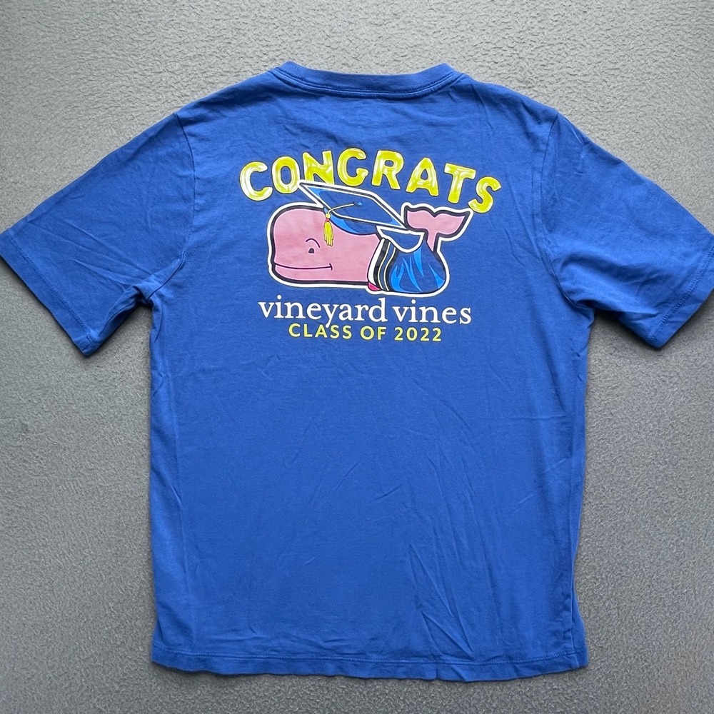 Vineyard Vines Boys T-Shirt Cotton Blue Size M 12-14 Class of 2022 Graduation